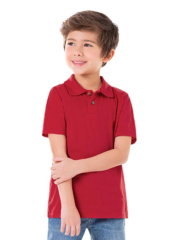 Marlan - Polo Menino em Meia Malha Penteada Vermelho
