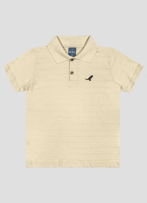 Reirex - Polo Menino Meia Malha Trabalhada Striped Bege - REIREX