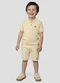 Reirex - Polo Menino Meia Malha Trabalhada Striped Bege - variação: Bege