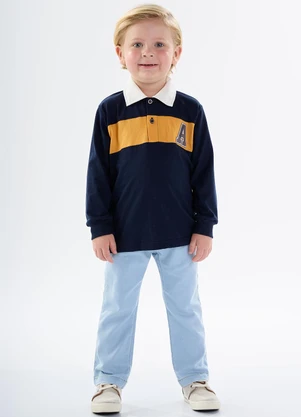 Pulla Bulla - Polo Piquet com Elastano Azul - PULLA BULLA