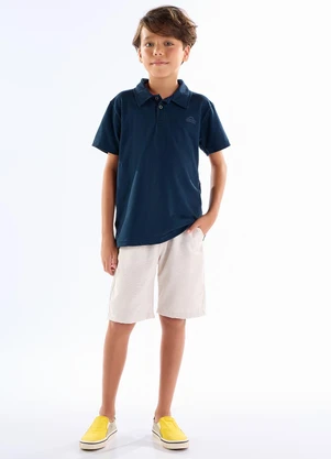 Pulla Bulla - Polo Piquet com Elastano Azul - PULLA BULLA