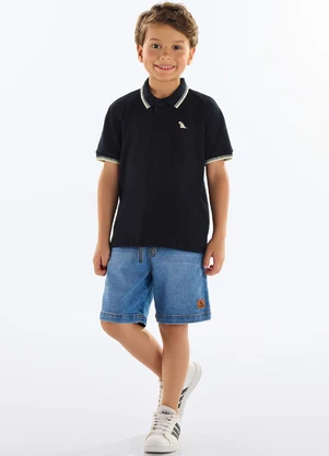 Quimby - Polo Piquet com Elastano Preto - QUIMBY