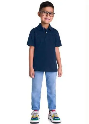 Brandili - Polo Primeiros Passos Básico Azul - BRANDILI