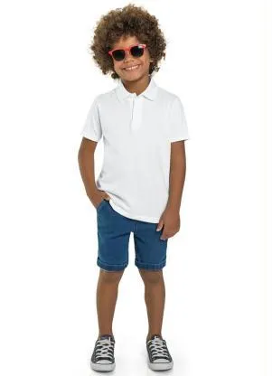 Brandili - Polo Primeiros Passos Básico Branco - BRANDILI