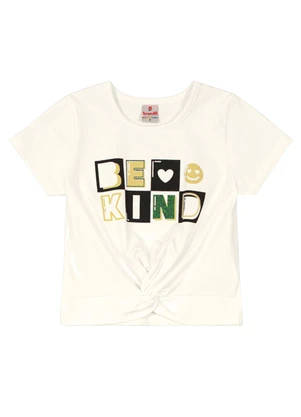 Brandili - Blusa Cropped de Cotton Menina Natural - BRANDILI