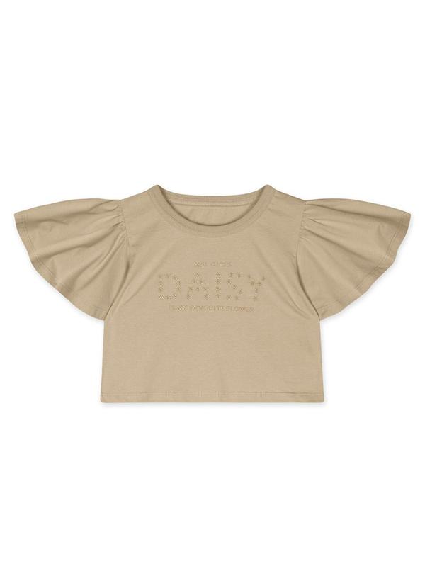 Marisol - Blusa Cropped Manga Curta Infantil Feminina Bege 2