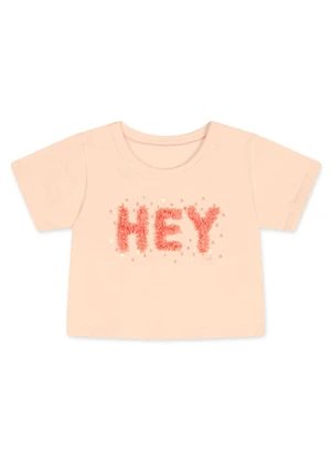 Marisol - Blusa Cropped Manga Curta Infantil Feminina Bege - MARISOL