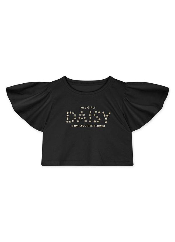 Marisol - Blusa Cropped Manga Curta Infantil Preto