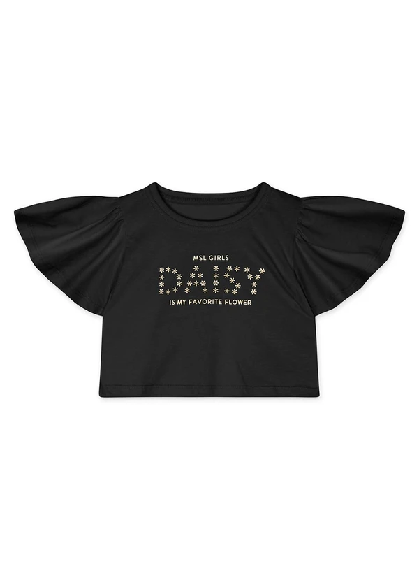 Marisol - Blusa Cropped Manga Curta Infantil Preto