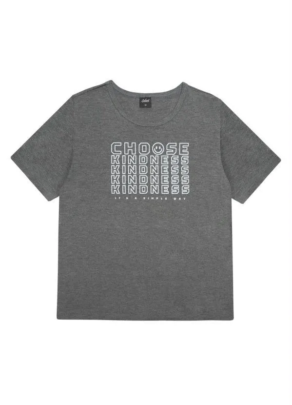 Select - Blusa Juvenil Feminina Kindness Cinza