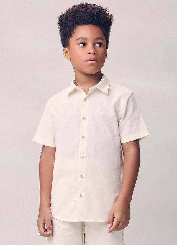 Youccie - Camisa Casual Bordada Bege