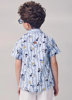 Youccie - Camisa Casual Estampa do Mickey Azul - YOUCCIE