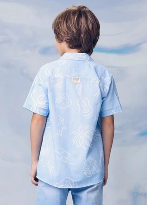 Youccie - Camisa com Estampa Tropical Azul - YOUCCIE