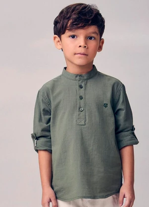 Youccie - Camisa com Martingale Verde - YOUCCIE