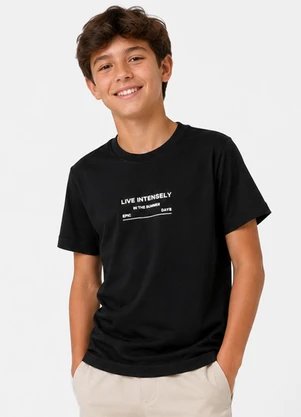 Rovitex - Camisa Masculina Infantil Malhão Fruit Preto - ROVITEX