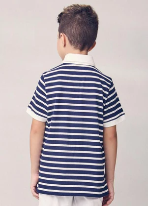 Youccie - Camisa Polo Listrada com Bordado Marinho - YOUCCIE
