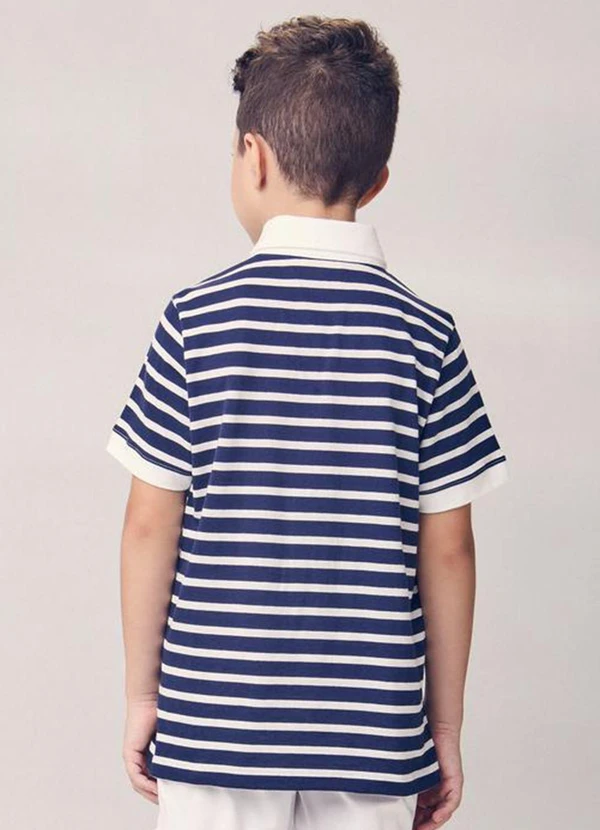 Youccie - Camisa Polo Listrada com Bordado Marinho 2