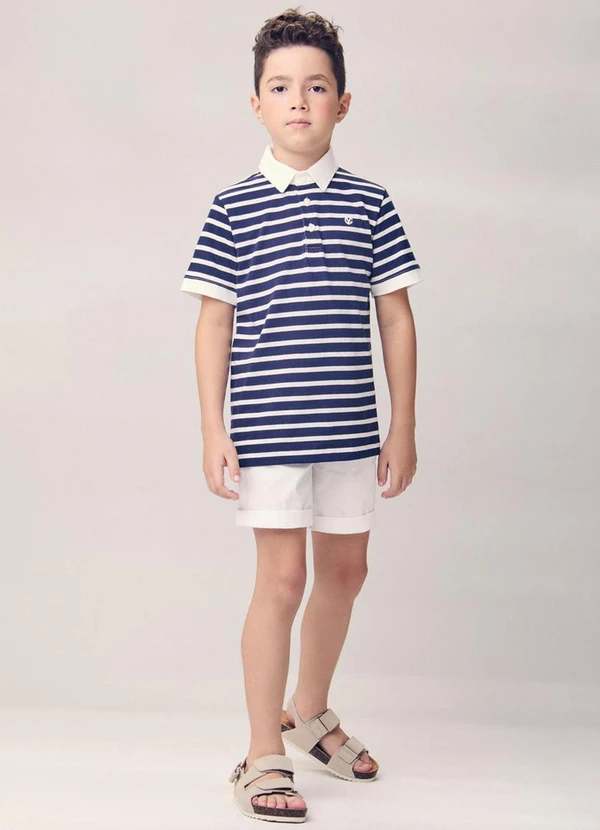 Youccie - Camisa Polo Listrada com Bordado Marinho 3