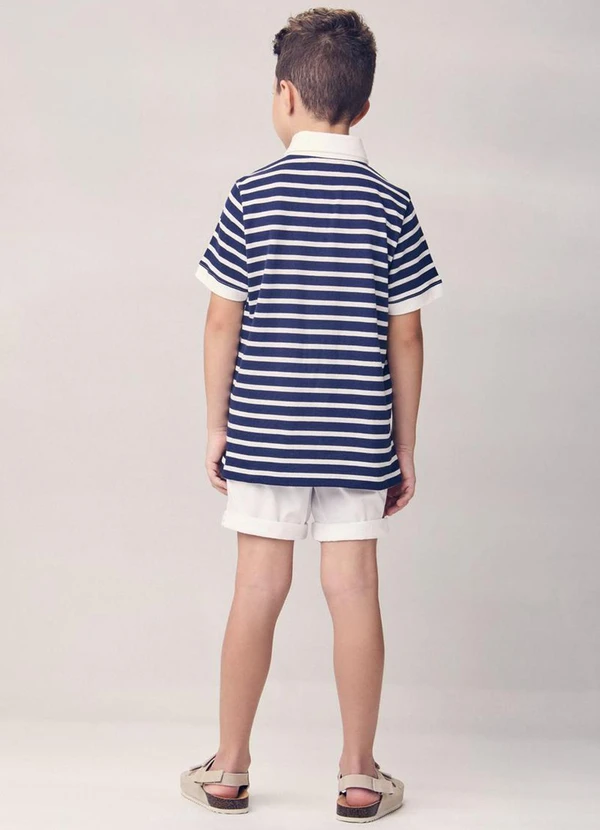 Youccie - Camisa Polo Listrada com Bordado Marinho 4