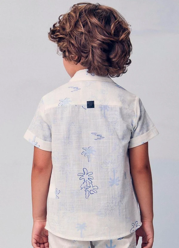 Youccie - Camisa Resort Infantil com Palmeiras Branco 2