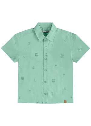 Malwee Kids - Camisa Tradicional Texturizada Litoral Verde Ment - MALWEE KIDS