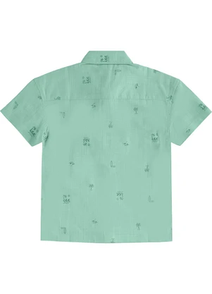 Malwee Kids - Camisa Tradicional Texturizada Litoral Verde Ment - MALWEE KIDS