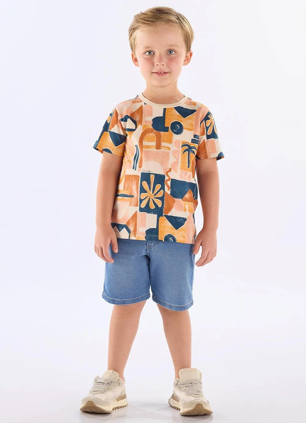 Up Baby - Camiseta Algodão Estampa Abstrata Laranja 2