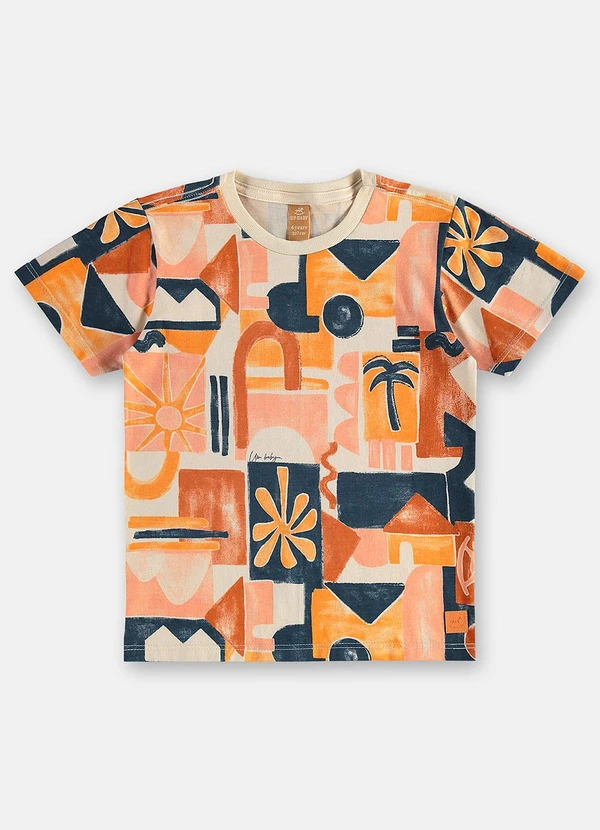 Up Baby - Camiseta Algodão Estampa Abstrata Laranja 3