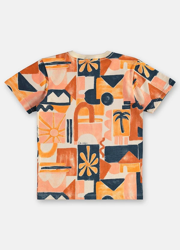 Up Baby - Camiseta Algodão Estampa Abstrata Laranja 4