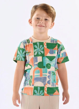 Up Baby - Camiseta Algodão Estampa Abstrata Verde - UP BABY