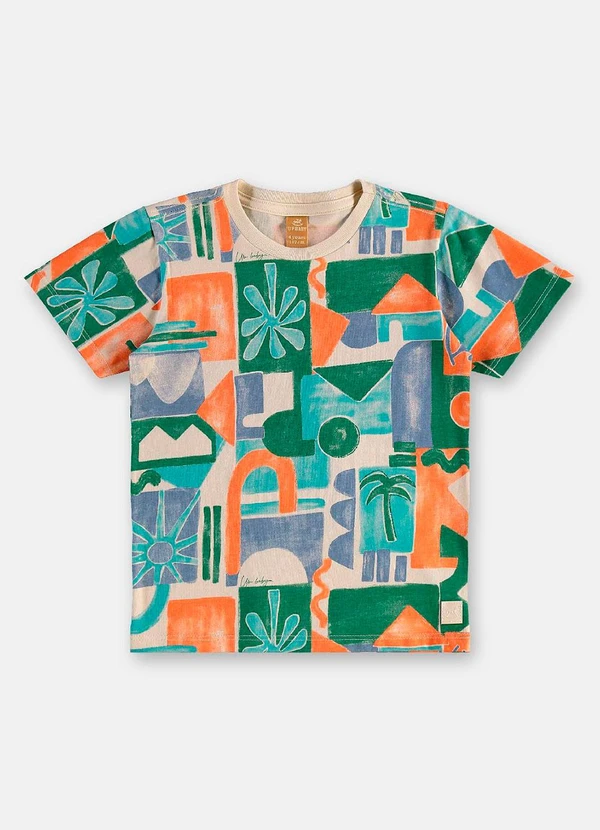 Up Baby - Camiseta Algodão Estampa Abstrata Verde 3