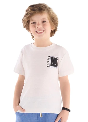 Camiseta Algodão Flamê Estampado Quimby Branco - QUIMBY