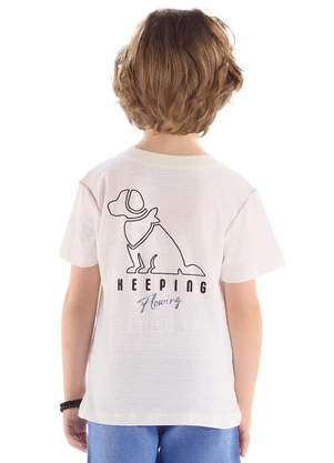 Quimby - Camiseta Algodão Flamê Estampado Branco - QUIMBY