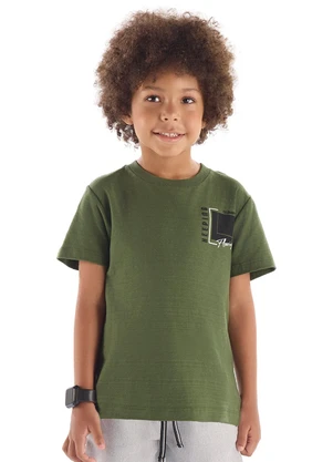 Camiseta Algodão Flamê Estampado Quimby Verde - QUIMBY