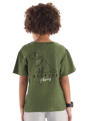 Quimby - Camiseta Algodão Flamê Estampado Verde - QUIMBY