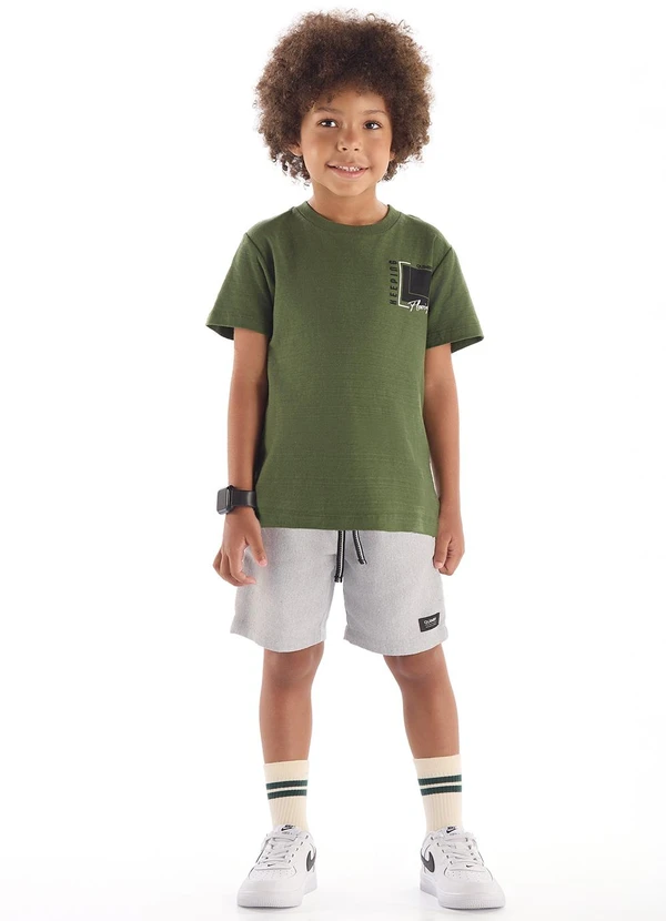 Quimby - Camiseta Algodão Flamê Estampado Quimby Verde 3