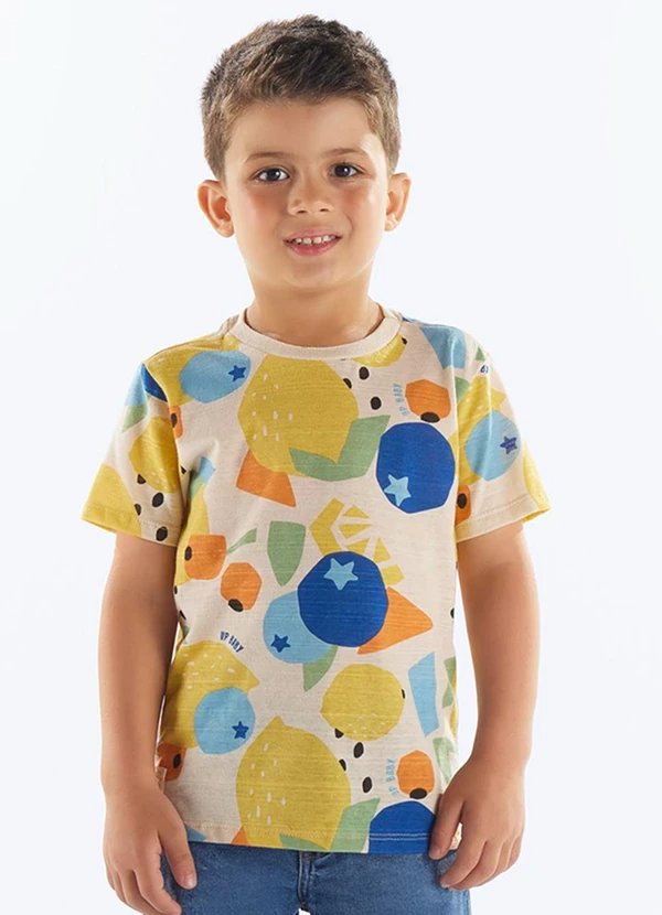 Up Baby - Camiseta Algodão Infantil Bege