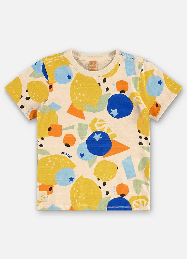 Up Baby - Camiseta Algodão Infantil Bege 3