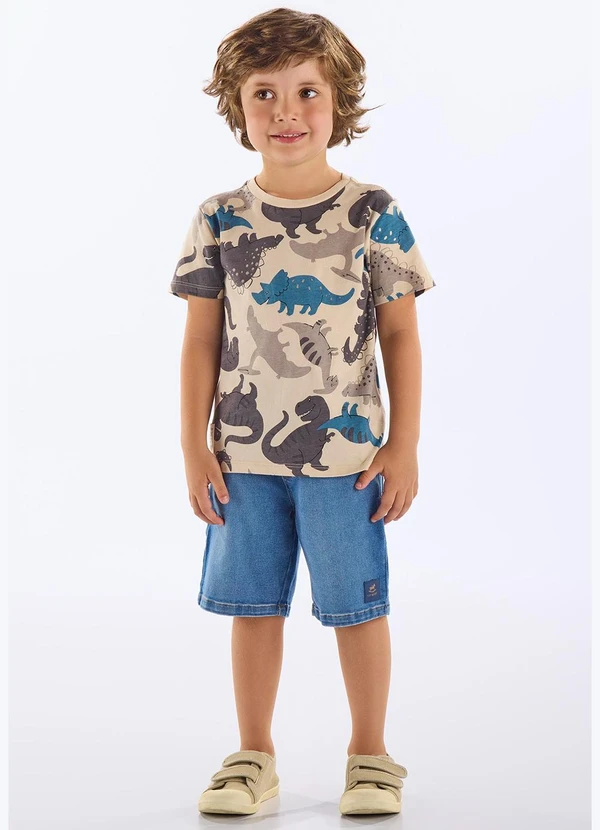Up Baby - Camiseta Algodão Infantil Bege 2