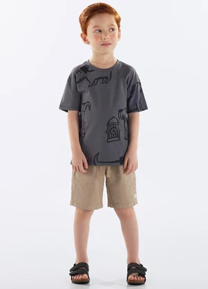 Up Baby - Camiseta Algodão Infantil Cinza - UP BABY