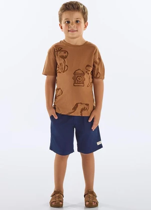 Up Baby - Camiseta Algodão Infantil Marrom - UP BABY