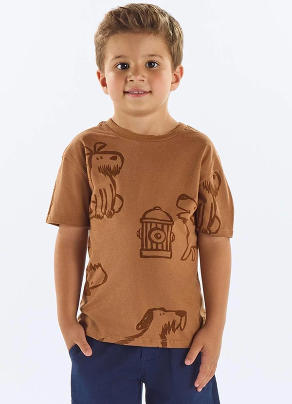 Up Baby - Camiseta Algodão Infantil Marrom