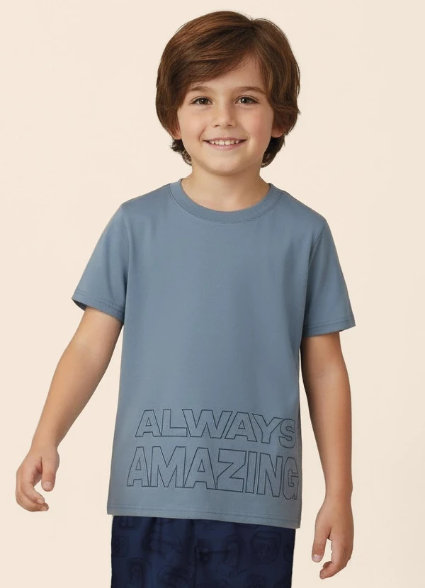Malwee Kids - Camiseta Always Amazing Azul Pastel