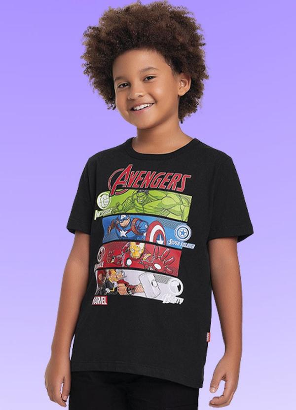 Fakini Kids - Camiseta Avengers Preto