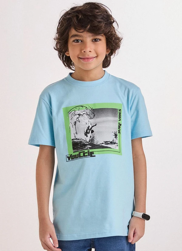 Camiseta Azul com Estampa de Surf Azul TexBrands