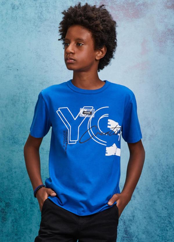 Youccie - Camiseta Azul Estampada Azul