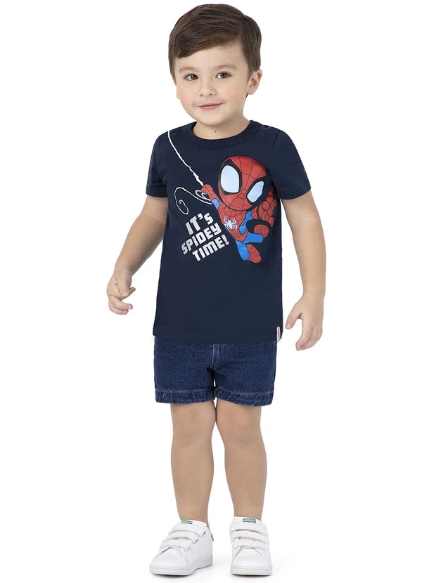 Malwee Kids - Camiseta Azul Marinho Spidey® Menino