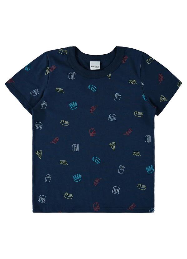 Malwee Kids - Camiseta Azul Tradicional Fast Food Menino