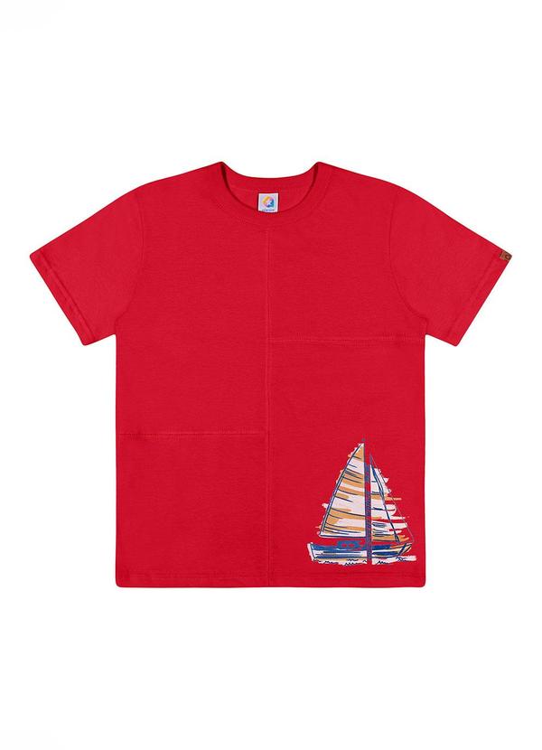 Alenice - Camiseta Barco a Vela Menino Vermelho