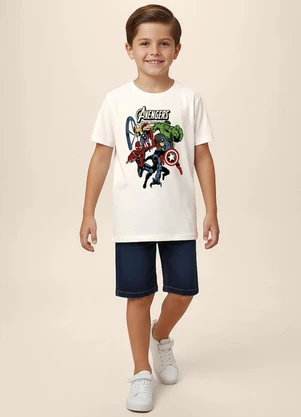 Malwee Kids - Camiseta Básica Avengers® Off White - MALWEE KIDS